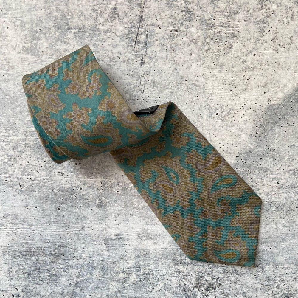 Ermenegildo Zegna Blue Paisley Silk Tie Necktie